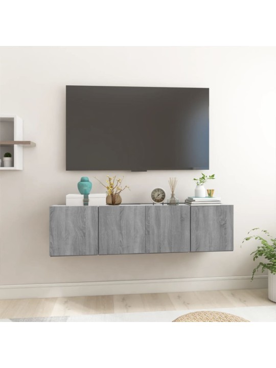 Riippuva tv-kaappi harmaa sonoma 2 kpl 60x30x30 cm tekninen puu