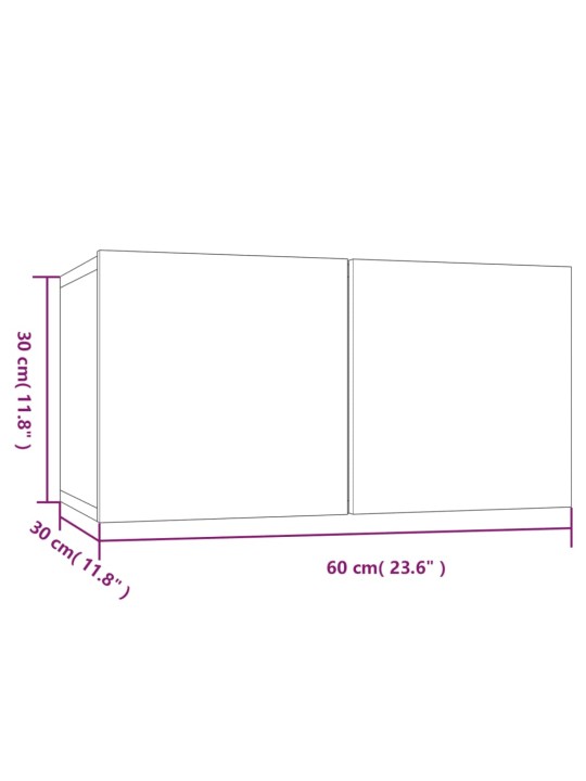 Riippuva tv-kaappi harmaa sonoma 3 kpl 60x30x30 cm tekninen puu