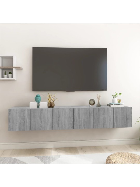 Riippuva tv-kaappi harmaa sonoma 3 kpl 60x30x30 cm tekninen puu