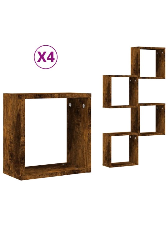 Wall cube hyllyt 4 kpl savustettu tammi 30x15x30 cm