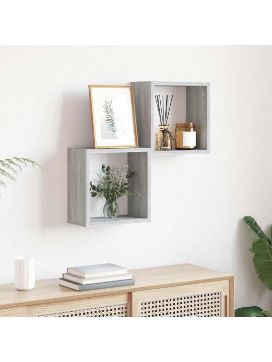 Wall cube hyllyt 2 kpl harmaa sonoma 30x15x30 cm