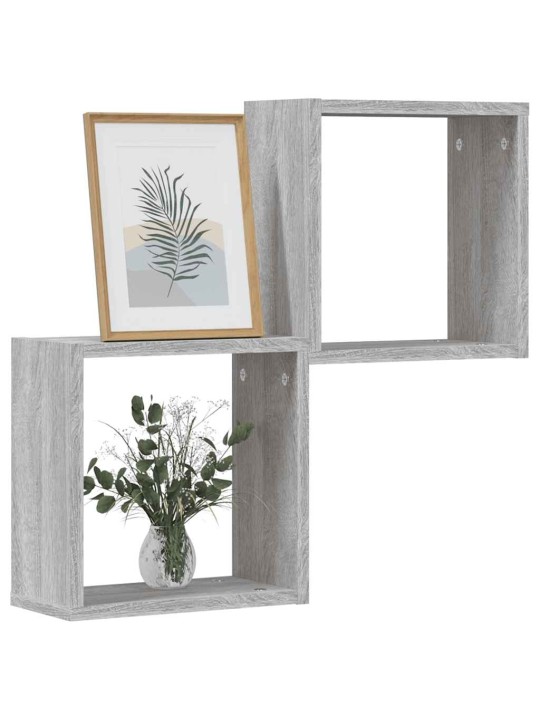 Wall cube hyllyt 2 kpl harmaa sonoma 30x15x30 cm
