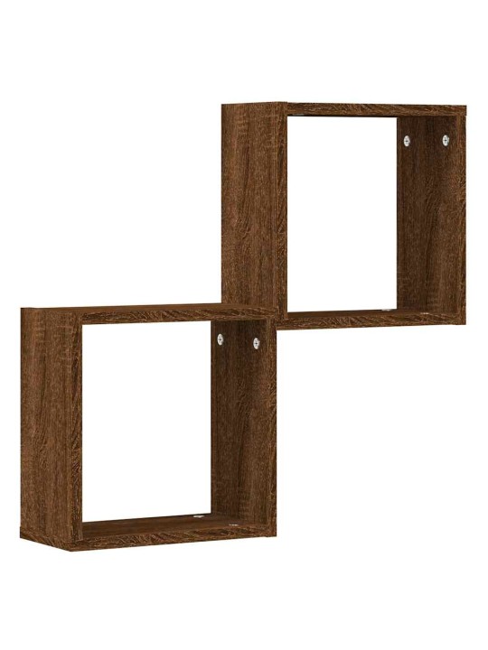 Kuutioseinähyllyt 2 kpl ruskea tammi 30x15x30 cm
