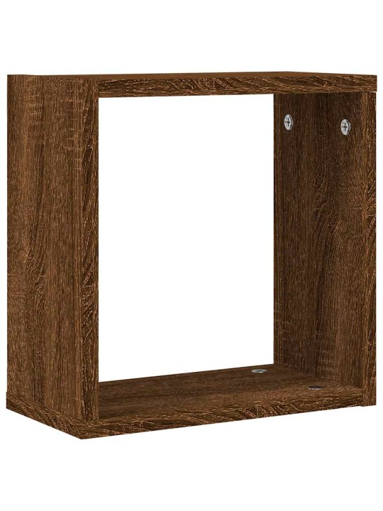 Kuutioseinähyllyt 2 kpl ruskea tammi 30x15x30 cm