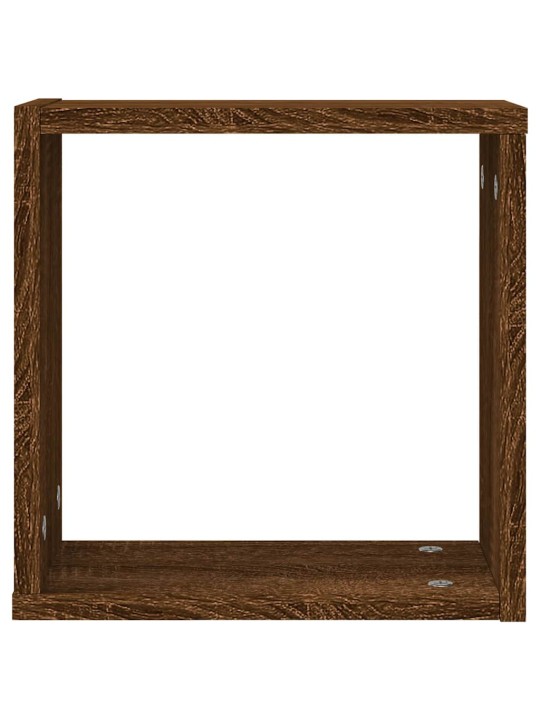 Kuutioseinähyllyt 2 kpl ruskea tammi 30x15x30 cm
