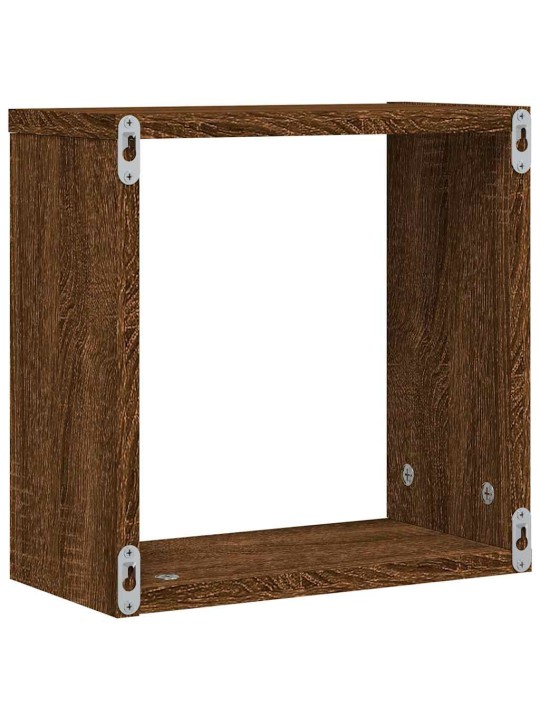 Kuutioseinähyllyt 2 kpl ruskea tammi 30x15x30 cm