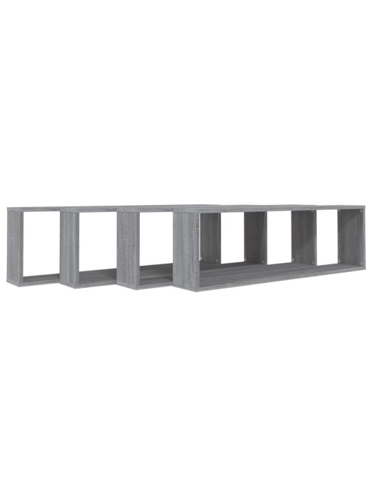 Seinäkuutiohyllyt 4 kpl harmaa sonoma 100x15x30 cm tekninen puu