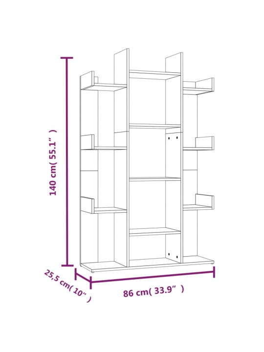 Kirjahylly ruskea tammi 86x25,5x140 cm tekninen puu