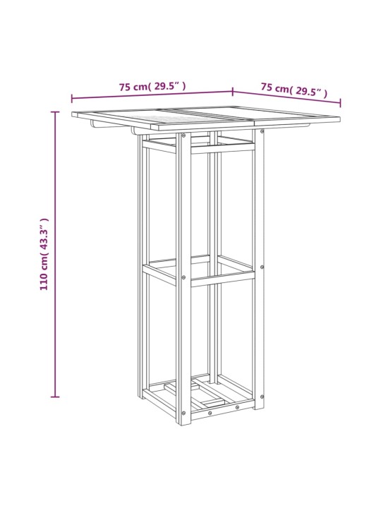 Bistropöytä 75x75x110 cm täysi akaasiapuu