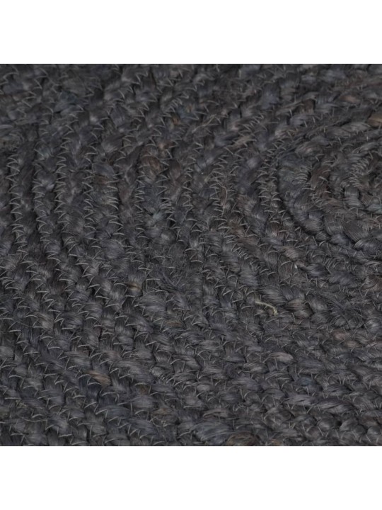 Käsintehty pyöreä juuttimatto 240 cm tummanharmaa