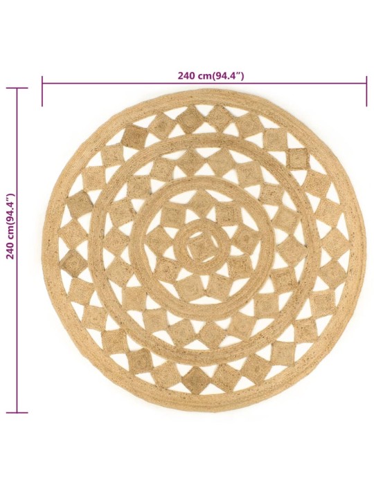 Käsintehty matto punottu juutti 240 cm