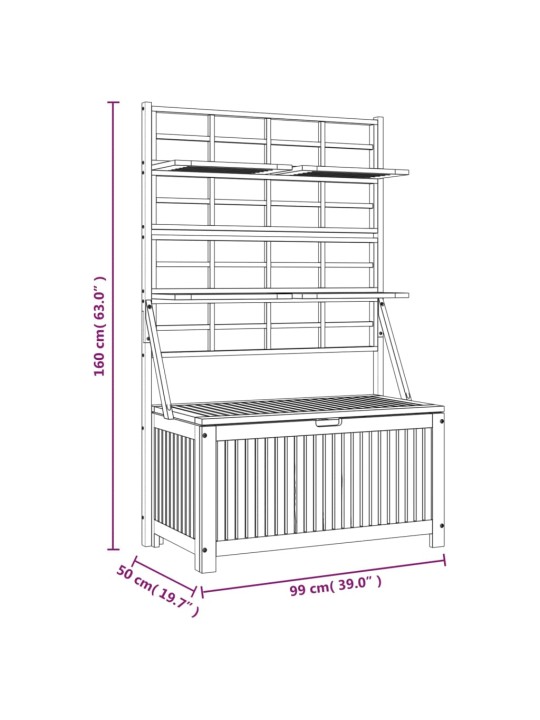 Säilytyslaatikko säleiköllä 99x50x160 cm täysi akaasiapuu