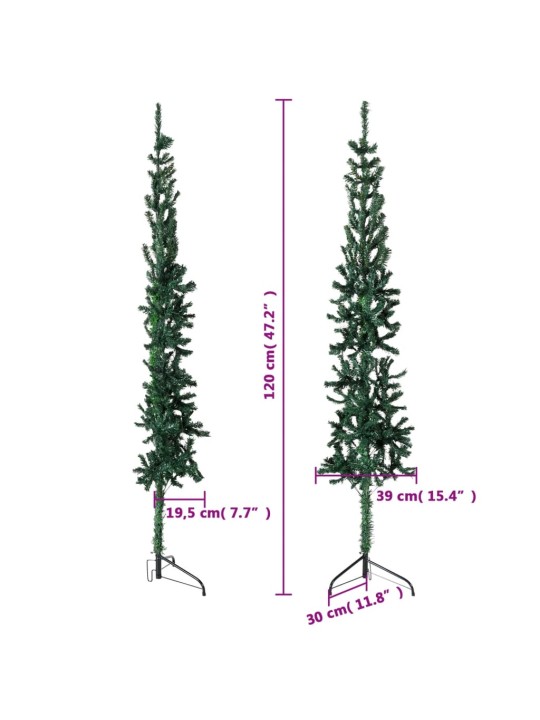 Kapea puolikas tekojoulukuusi jalustalla vihreä 120 cm