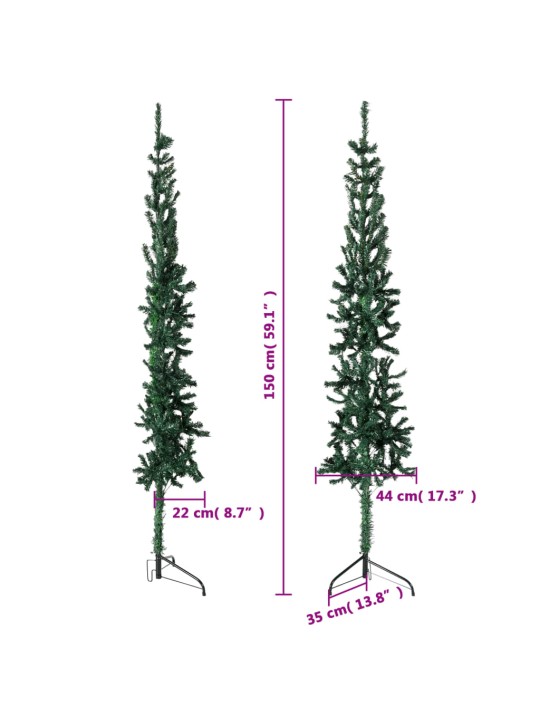 Kapea puolikas tekojoulukuusi jalustalla vihreä 150 cm