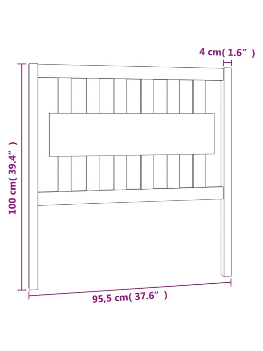 Sängynpääty hunajanruskea 95,5x4x100 cm täysi mänty