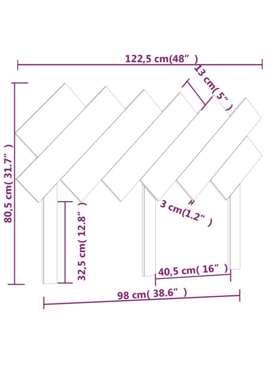 Sängynpääty hunajanruskea 122,5x3x80,5 cm täysi mänty