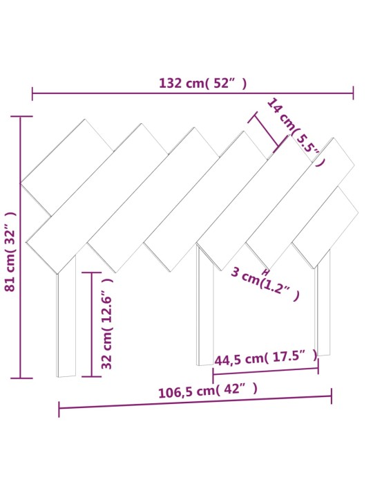 Sängynpääty hunajanruskea 132x3x81 cm täysi mänty