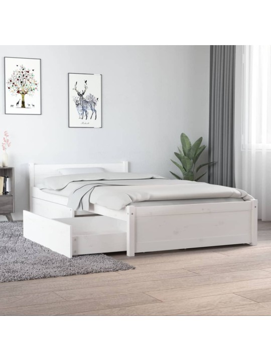 Sängynrunko laatikoilla valkoinen 90x190 cm single