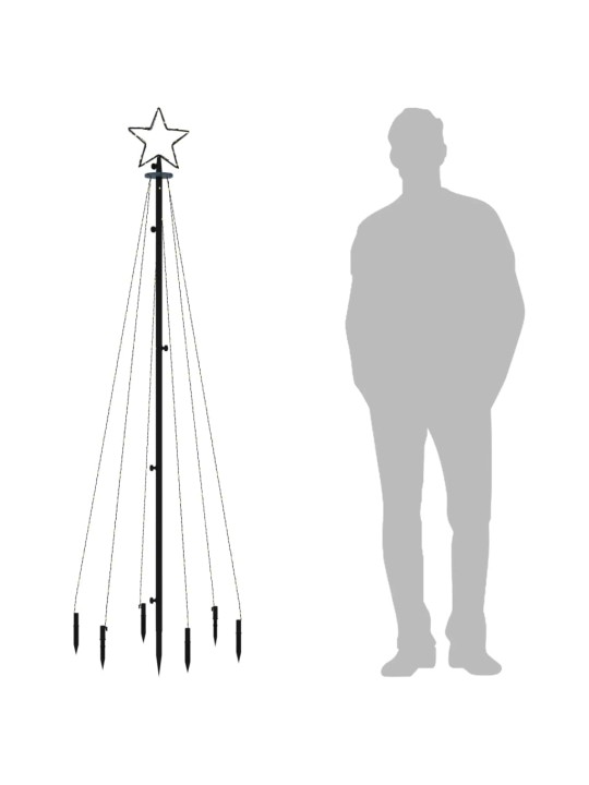 Joulukuusi piikillä 108 kylmän valkoista led-valoa 180 cm