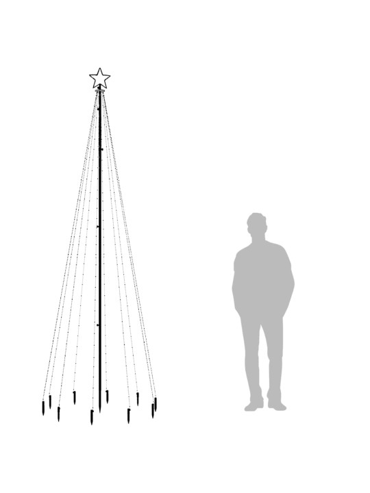 Joulukuusi piikillä 310 lämpimän valkoista LED-valoa 300 cm