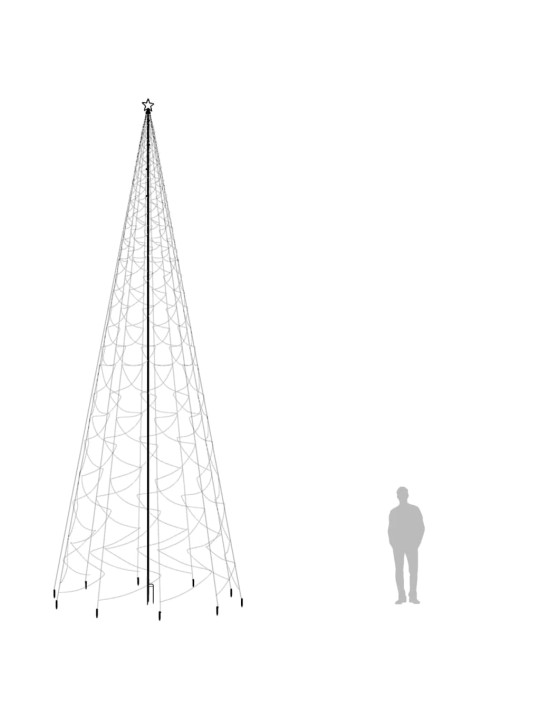 Joulukuusi piikillä 3000 kylmän valkoista LED-valoa 800 cm