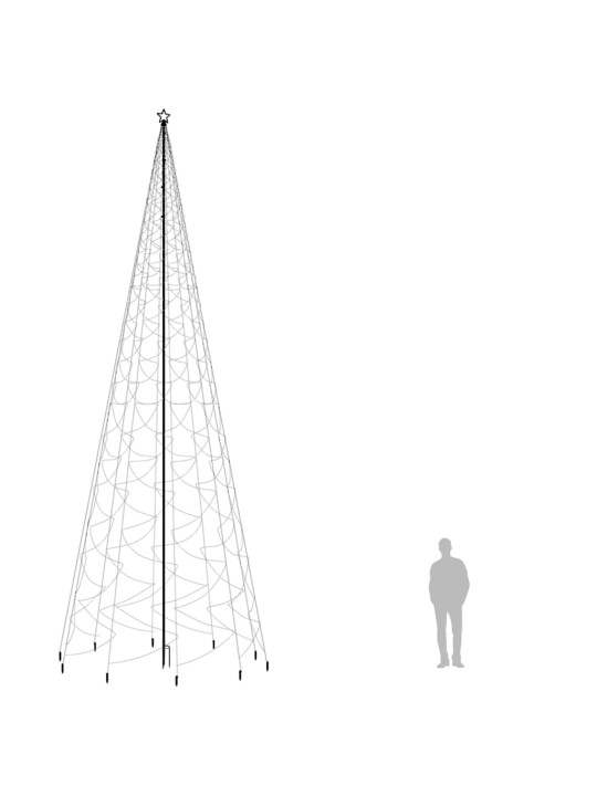 Joulukuusi piikillä 3000 moniväristä LED-valoa 800 cm