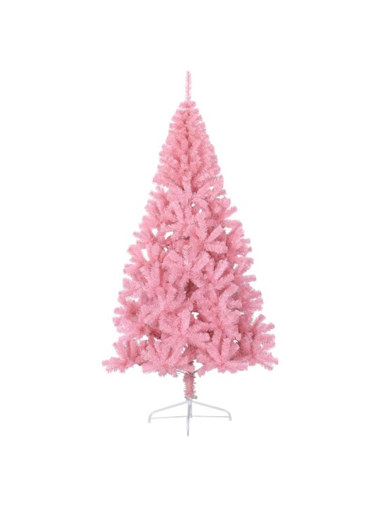 Tekojoulukuusen puolikas jalustalla pinkki 210 cm PVC