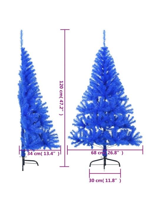 Tekojoulukuusen puolikas jalustalla sininen 120 cm PVC