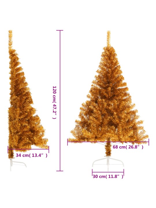 Tekojoulukuusi puolikas jalustalla kulta 120 cm PET