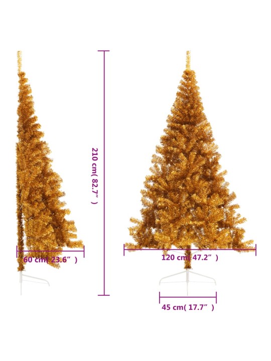 Tekojoulukuusi puolikas jalustalla kulta 210 cm PET