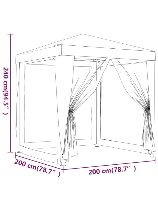 Juhlateltta 4 verkkosivuseinää sininen 2x2 m HDPE