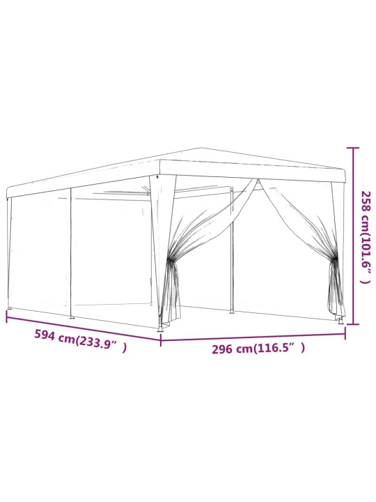 Juhlateltta 6 verkkosivuseinää sininen 3x6 m HDPE