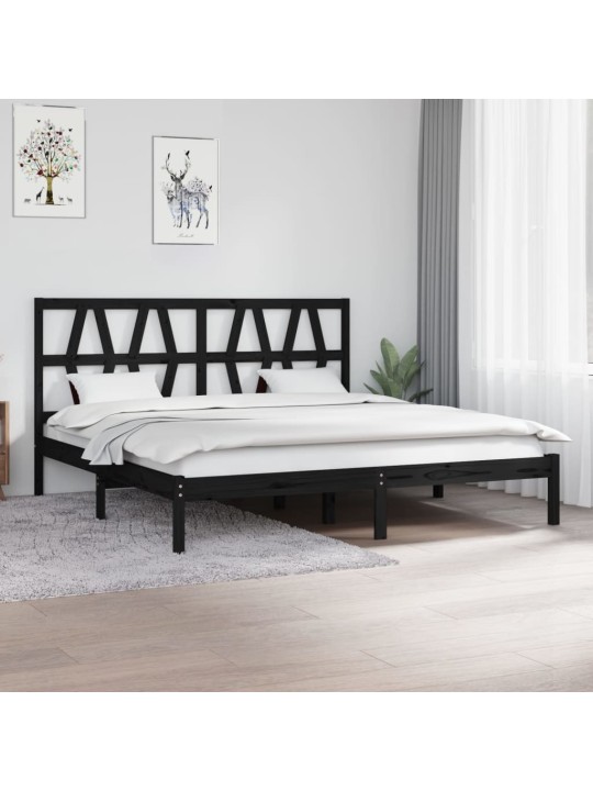 Sängynrunko musta täysi mänty 180x200 cm 6FT Super King