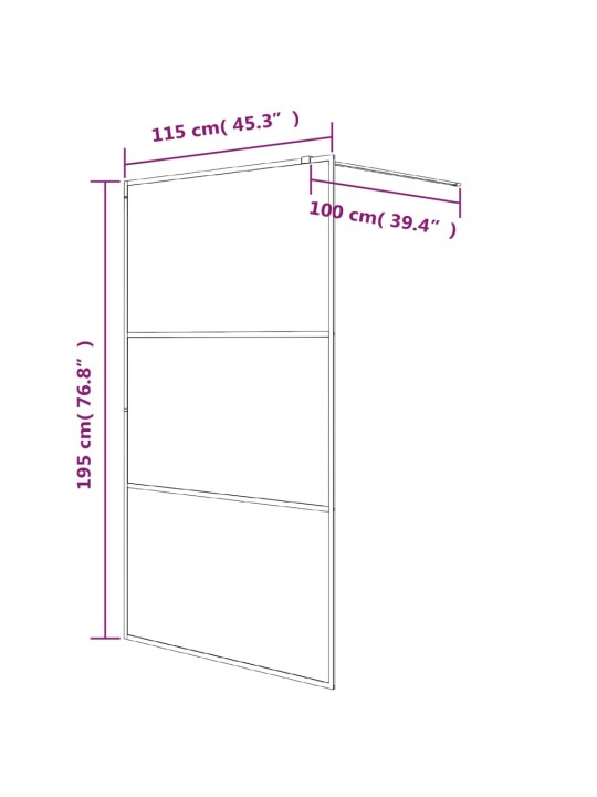 Walk-in suihkuseinäke musta 115x195 cm puolihuurrettu ESG-lasi