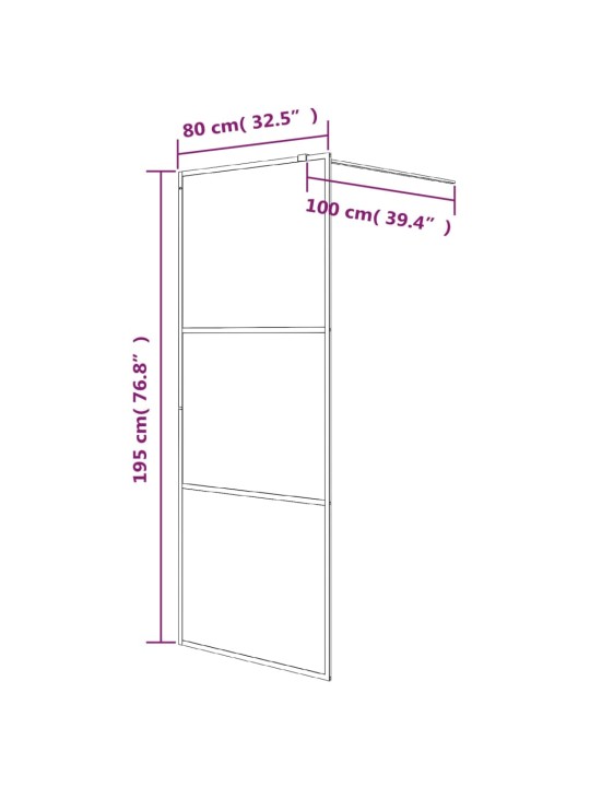 Walk-in suihkuseinäke musta 80x195 cm huurrettu ESG-lasi