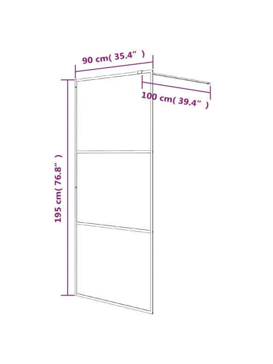 Walk-in suihkuseinäke musta 90x195 cm huurrettu ESG-lasi