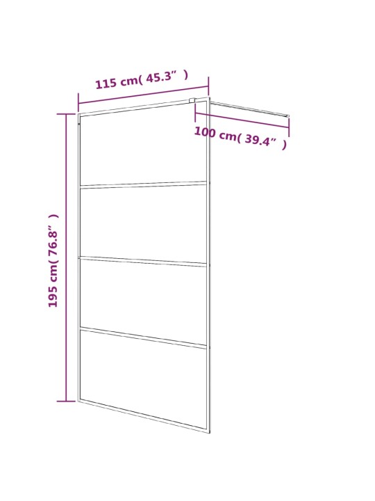 Walk-in suihkuseinäke musta 115x195 cm puolihuurrettu ESG-lasi