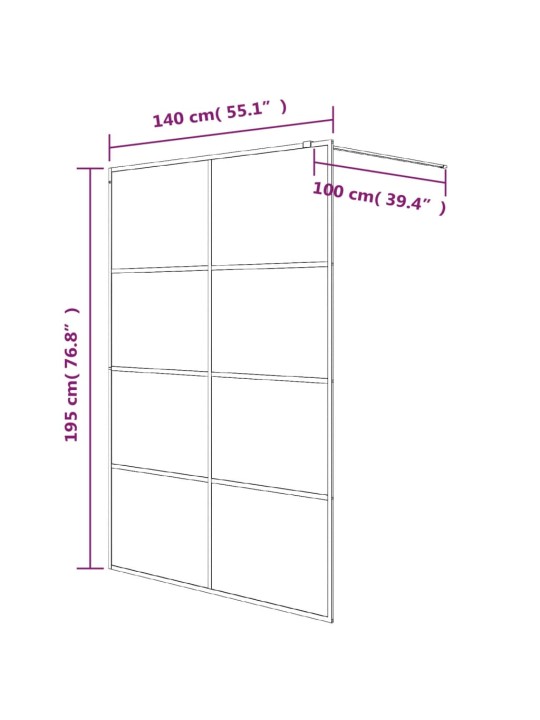 Walk-in suihkuseinäke musta 140x195 cm puolihuurrettu ESG-lasi