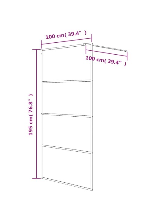 Walk-in suihkuseinäke musta 100x195 cm huurrettu ESG-lasi