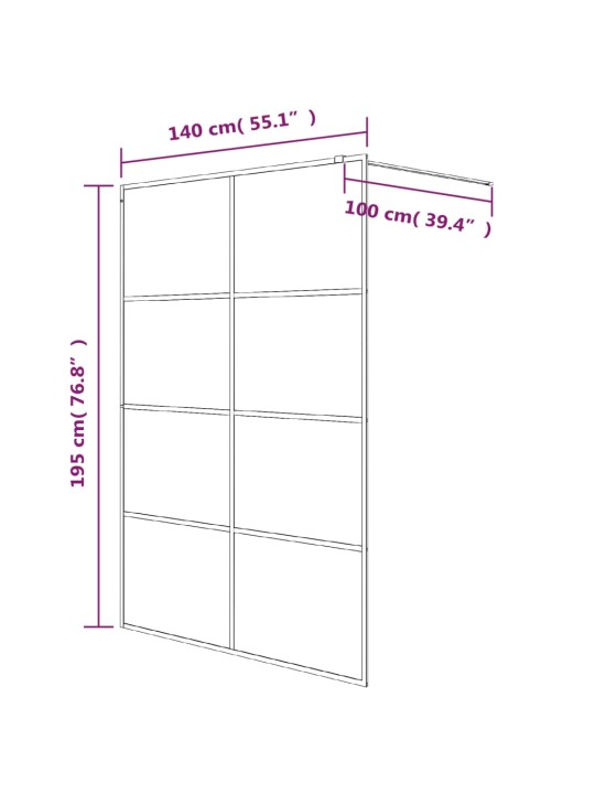 Walk-in suihkuseinäke musta 140x195 cm huurrettu ESG-lasi