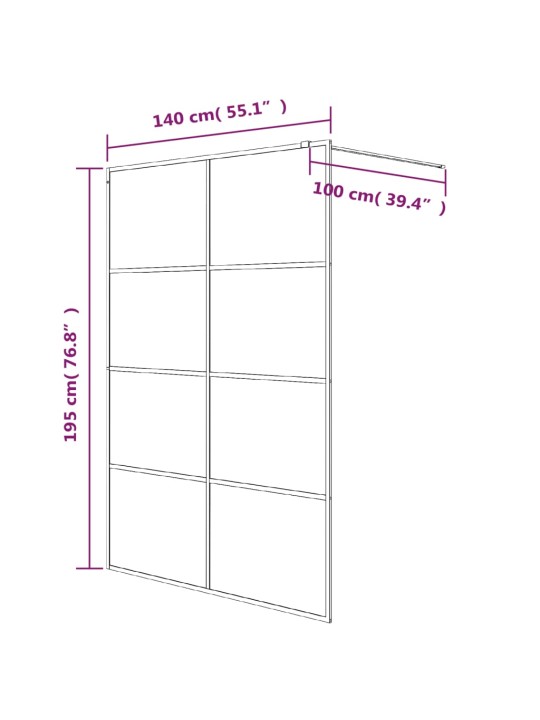 Walk-in suihkuseinäke hopea 140x195 cm kirkas ESG-lasi