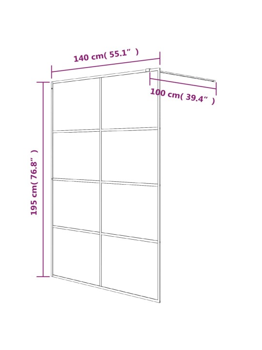 Walk-in suihkuseinäke valkoinen 140x195 cm kirkas ESG-lasi