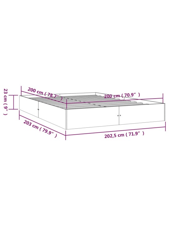 Sängynrunko ilman patjaa massiivipuu 200x200 cm