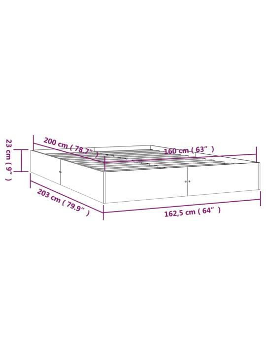 Sängynrunko ilman patjaa massiivipuu 160x200 cm
