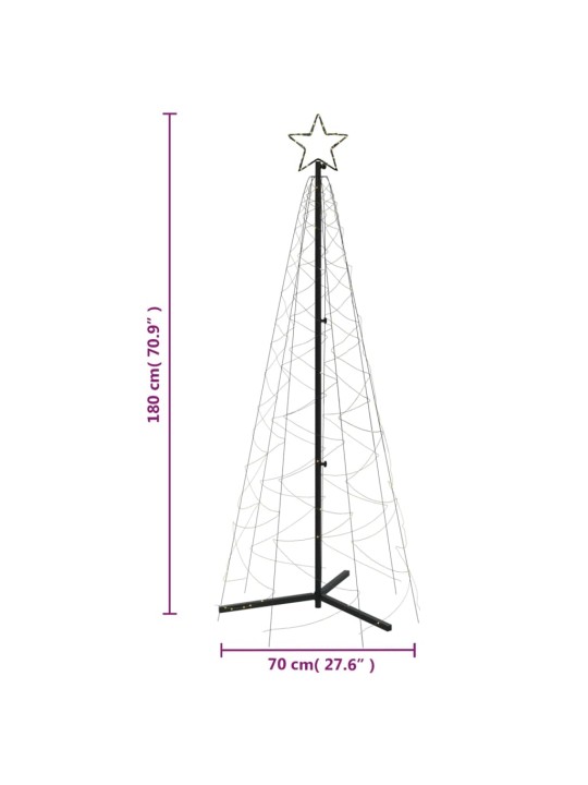 Kartio joulukuusi 200 lämpimän valkoista LED-valoa 70x180 cm