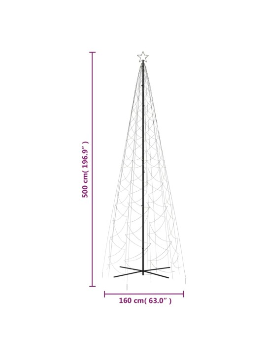 Kartio joulukuusi 1400 lämpimän valkoista LED-valoa 160x500 cm