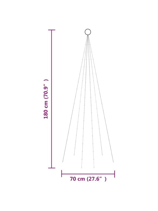 Joulukuusi lipputankoon 108 lämpimän valkoista LED-valoa 180 cm