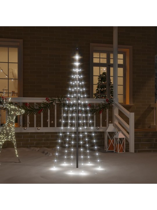 Joulukuusi piikillä 108 kylmän valkoista led-valoa 180 cm