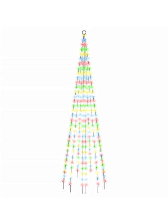 Joulukuusi lipputankoon 310 moniväristä led-valoa 300 cm