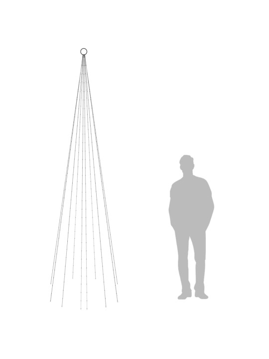 Joulukuusi lipputankoon 310 moniväristä led-valoa 300 cm